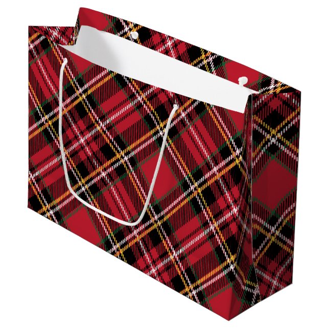 Christmas Tartan Pattern Large Gift Bag (Front Angled)