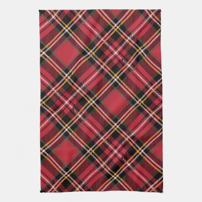 Christmas Tartan Pattern Tea Towel (Vertical)