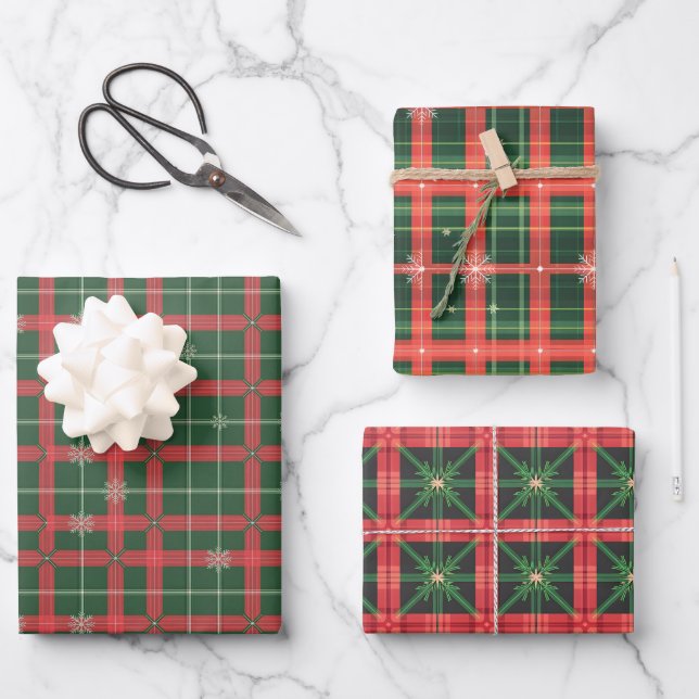 Christmas Tartan Pattern Wrapping Paper Sheet (Front)
