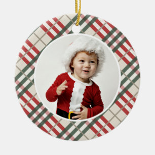 Christmas Tartan Photo Christmas Ornament Year