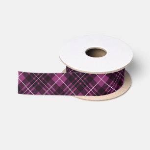 Christmas Tartan Plaid Dark Pink Holiday Satin Ribbon