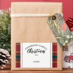 Christmas Tartan Plaid Family Name Gift Rectangular Sticker<br><div class="desc">Christmas Tartan Plaid</div>
