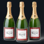 Christmas Tartan Plaid Family Name Year Sparkling Wine Label<br><div class="desc">Christmas Tartan Plaid</div>