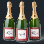 Christmas Tartan Plaid Family Name Year Sparkling Wine Label<br><div class="desc">Christmas Tartan Plaid</div>