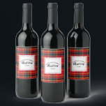 Christmas Tartan Plaid Family Name Year Wine Label<br><div class="desc">Christmas Tartan Plaid</div>