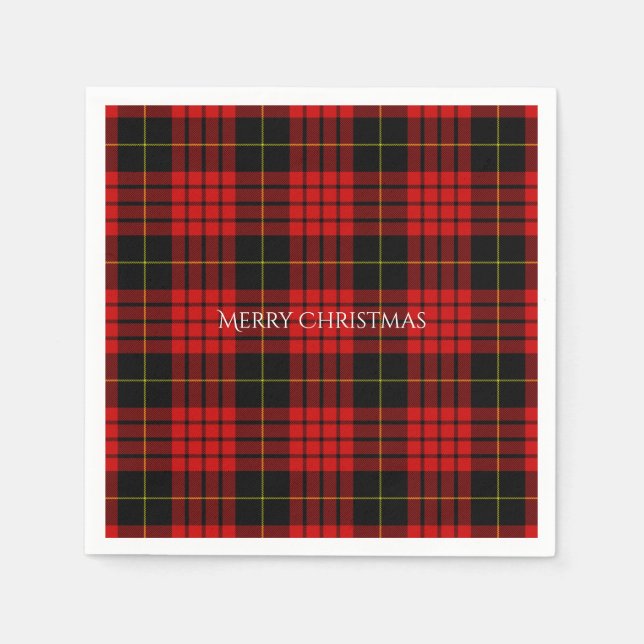 Christmas Tartan Plaid Merry Christmas Napkin (Front)