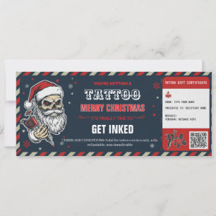 Christmas Tattoo Gift Certificate BlueCard Voucher Invitation
