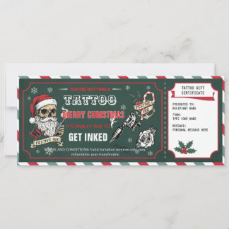 Christmas Tattoo Gift Certificate Card Voucher