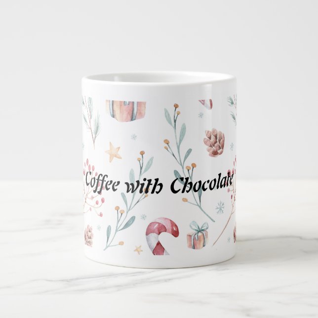 Christmas Taza with festive ornaments Large Coffee Mug (Front)