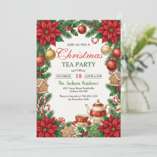 Christmas Tea Holiday Party Invitation