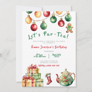 Christmas Tea Party Birthday Invitation