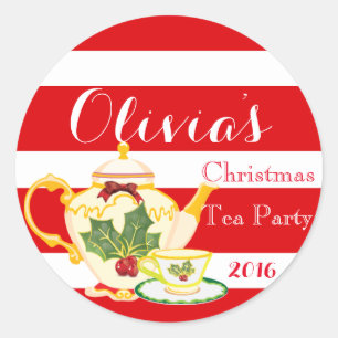 Christmas Tea Party Invitation Sticker Favour labe