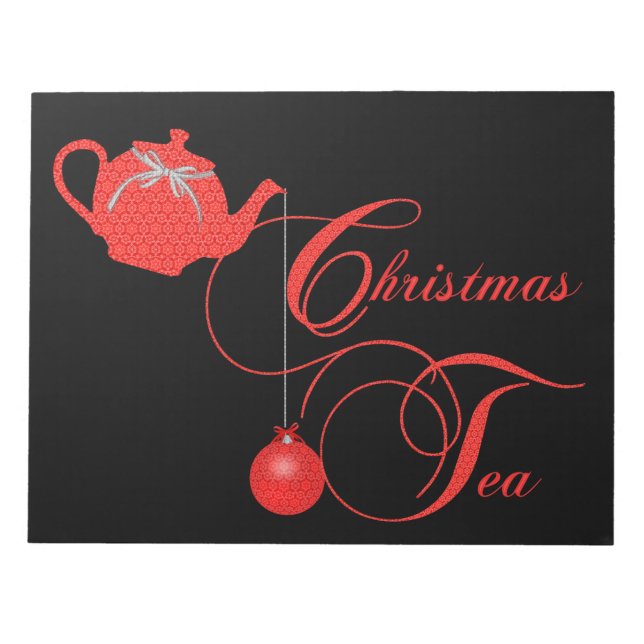 Christmas Tea Party, Red Lace Notepad (Front)