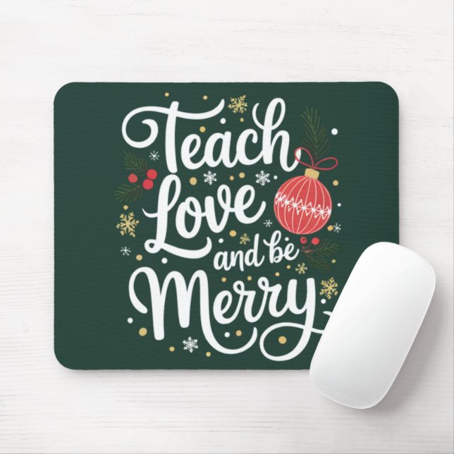 Christmas Teach Love & Be Merry Funny Teacher Gift Mouse Pad (With Mouse)
