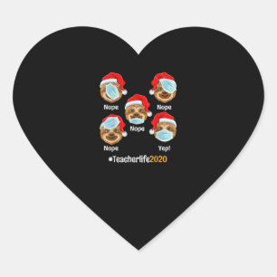 Christmas Teacher 2020 Life Sloth Wearing Mask Heart Sticker