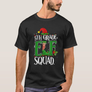 Christmas Teacher 5th Grade Elf Squad Xmas Lights  T-Shirt