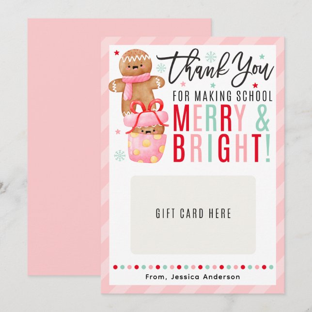Christmas Teacher Appreciation Gift Card Holder (Front/Back)