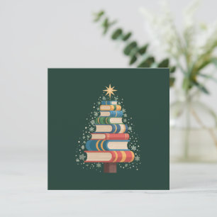 Christmas Teacher Books Tree Xmas Reading Holiday Invitation
