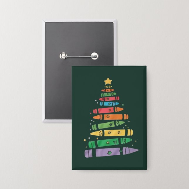 Christmas Teacher Crayon Tree Cute Xmas Lights  (Front/Back)