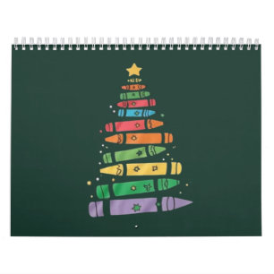 Christmas Teacher Crayon Tree Cute Xmas Lights Calendar