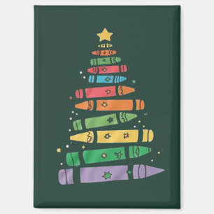 Christmas Teacher Crayon Tree Cute Xmas Lights  Magnet