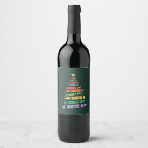 Christmas Teacher Crayon Tree Cute Xmas Lights Wine Label