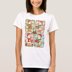 Christmas Teacher Goose Books Pencil Apple T-Shirt