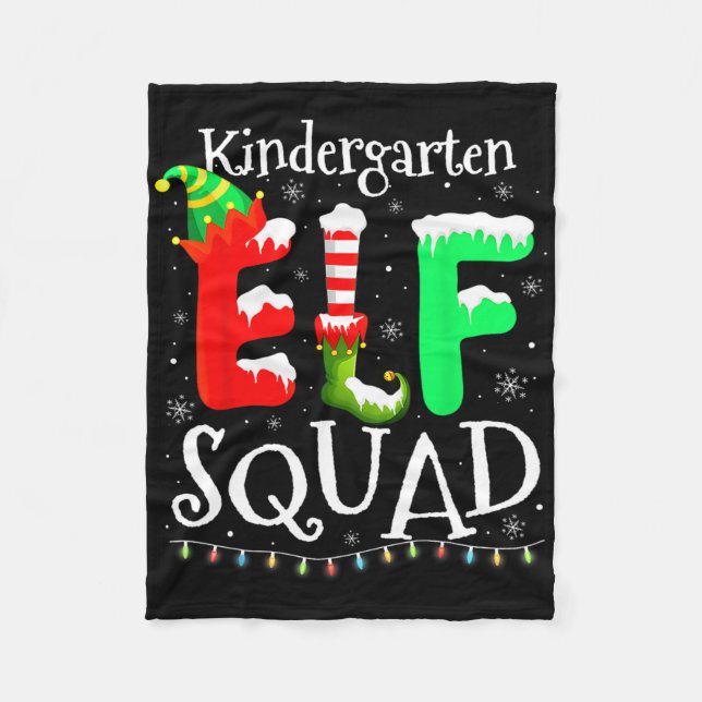 Christmas Teacher Kindergarten Elf Squad Lights  Fleece Blanket (Front)