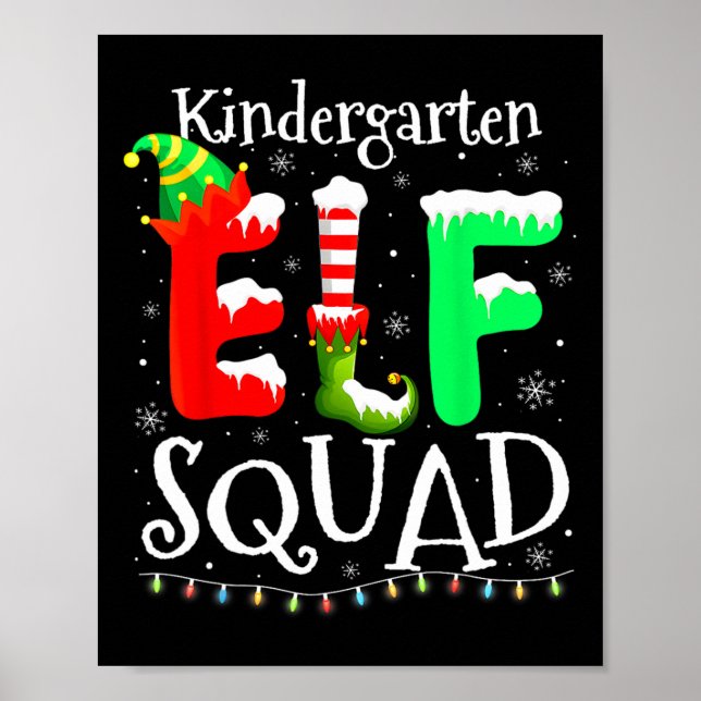Christmas Teacher Kindergarten Elf Squad Lights  Poster (Front)