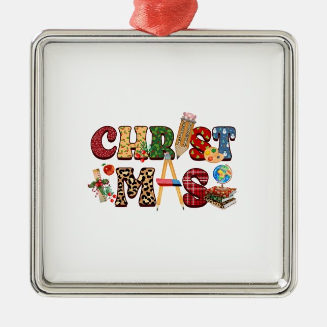 Christmas Teacher Metal Tree Decoration (Front)