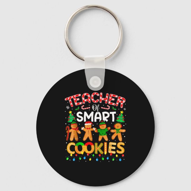 Christmas Teacher Of Smart Cookies Funny Cute Ging Key Ring (Front)