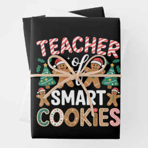 Christmas Teacher Of Smart Cookies Gingerbread Wrapping Paper Sheet