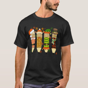 Christmas Teacher Pencils Student School Xmas T-Shirt