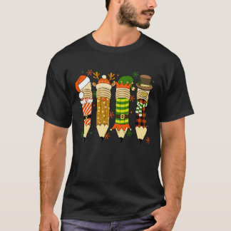 Christmas Teacher Pencils Student School Xmas T-Shirt