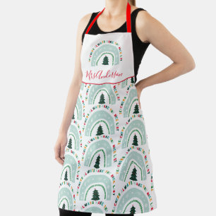 Christmas teacher rainbow nice list cute gift apron