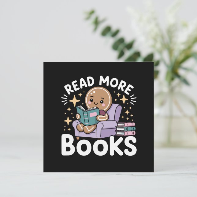 Christmas Teacher Read More Books Funny  Invitation (Standing Front)