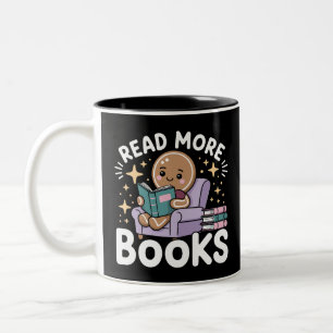 Christmas Teacher Read More Books Funny Two-Tone Coffee Mug