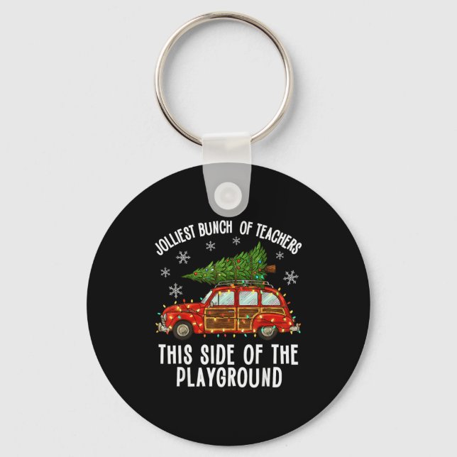 Christmas Teacher Squad Festive Car Tree Lights Xm Key Ring (Front)