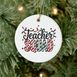 Christmas Teacher Squad Funny Merry Xmas Party Ceramic Tree Decoration