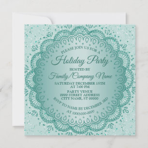 Christmas Teal Elegant Holidays Party Invitation