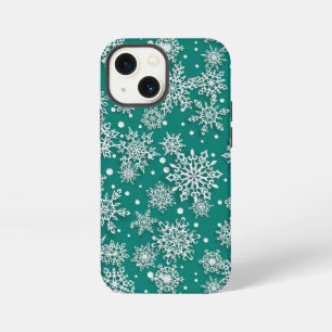 Christmas teal green snowflake tiled pattern iPhone 13 mini case