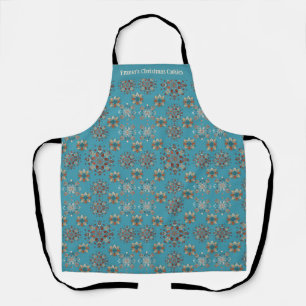 Christmas Teal Personalised Snowflake pattern  Apron