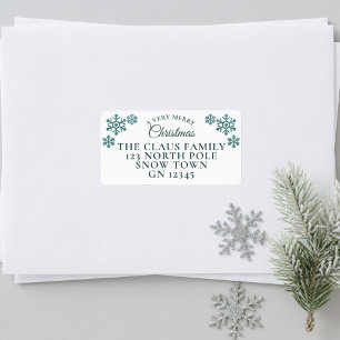Christmas Teal Snowflakes Return Address Labels