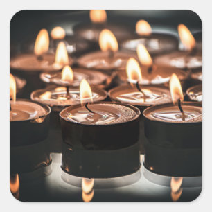 Christmas Tealight Candlelight Square Sticker