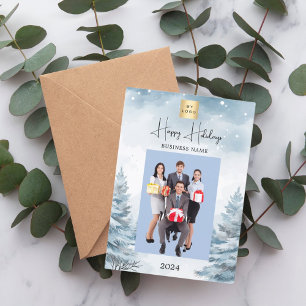 Christmas team photo winter landscape business holiday card