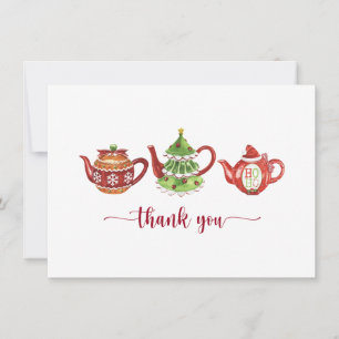 Christmas Teapots, Party Thank You Card