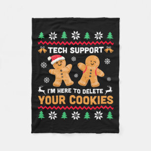 Christmas Tech Support Here To Delete Cookie Xmas Fleece Blanket
