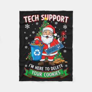 Christmas Tech Support Here To Delete Funny Cookie Fleece Blanket