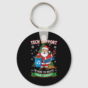 Christmas Tech Support Here To Delete Funny Cookie Key Ring