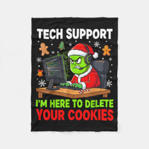 Christmas Tech Suprt Here To Delete Cookies Holida Fleece Blanket